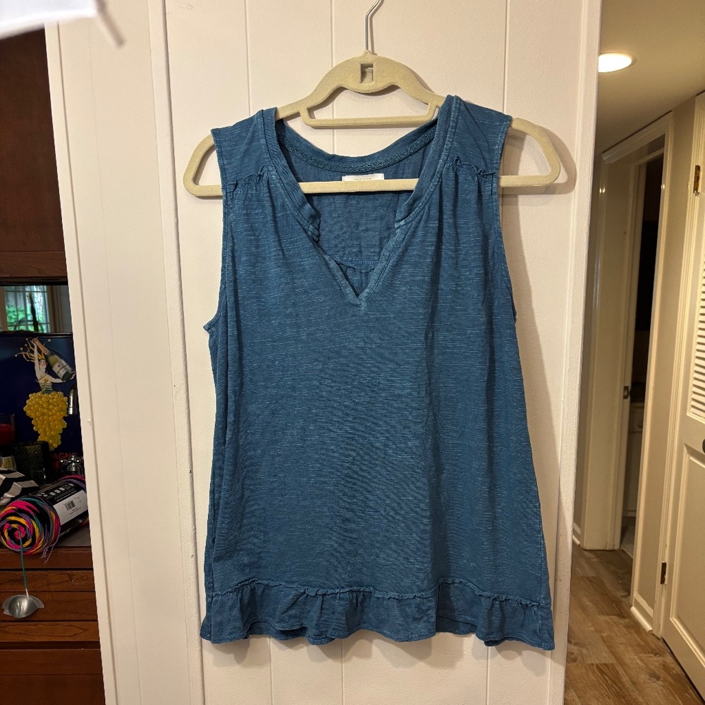 Maeve - Anthropologie Blue swing ruffle top - L